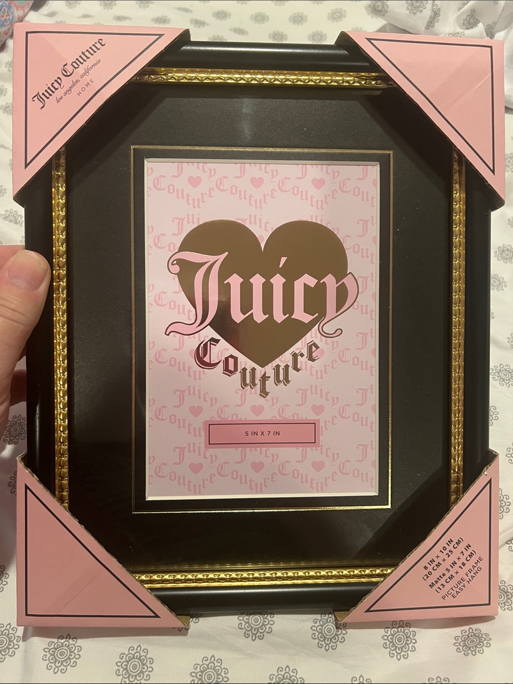 Juicy Couture Black and Gold Decorative Picture Frame 5x7 photo w/ matte